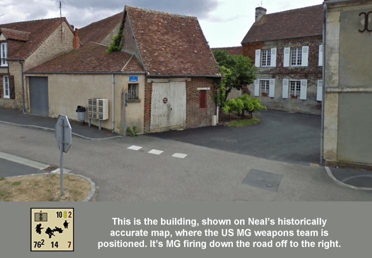Le Bourg St Leonard, US MG WT position, caption