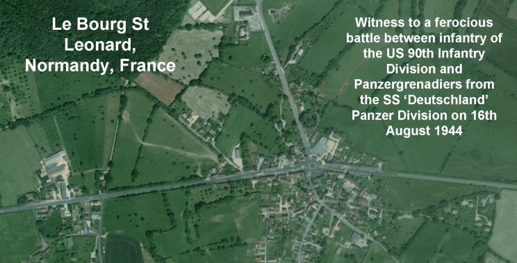 Le Bourg St Leonard, satellite view, with captions
